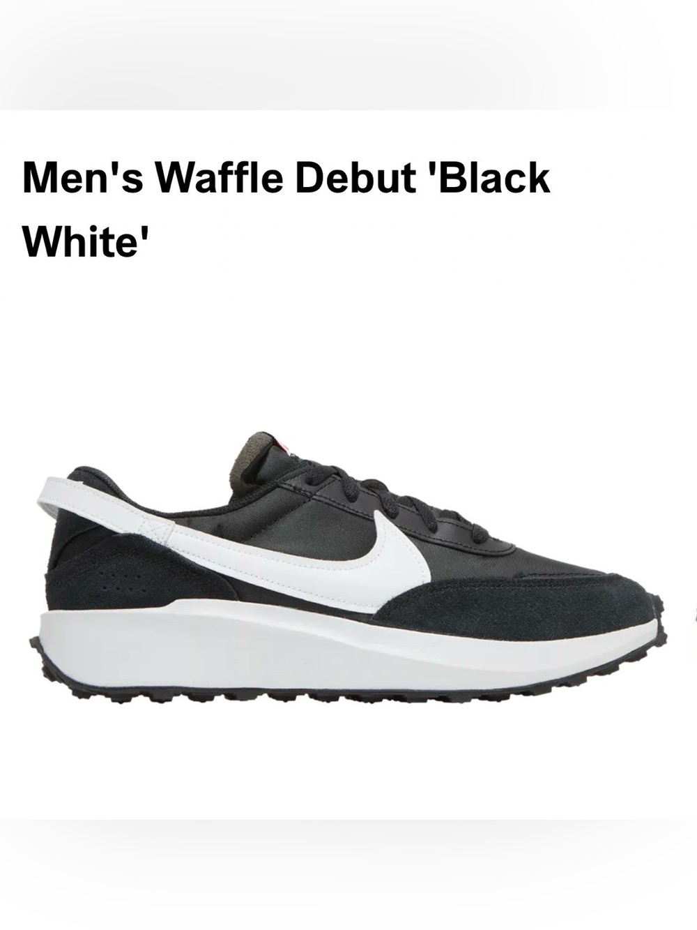 Nike Men’s Waffle Debut ‘Black White’ Sneaker, Size 11.5